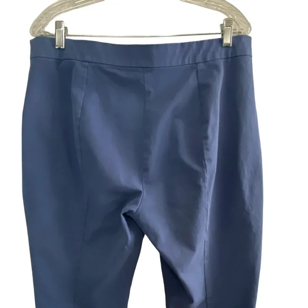 EVERLANE Women High Waist Stretch Pants Sz 16 Blue‎ Side Zip Cotton Elastic 43-6
